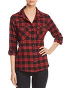 Billy T Plaid Flannel Lace-up Top