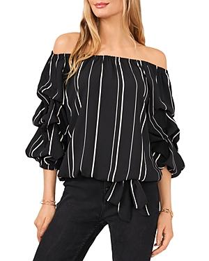 Vince Camuto Striped Crepe Off-the-shoulder Blouse