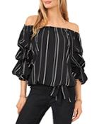 Vince Camuto Striped Crepe Off-the-shoulder Blouse