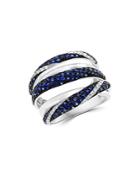 Bloomingdale's Blue Sapphire & Diamond Crossover Statement Ring In 14k White Gold - 100% Exclusive
