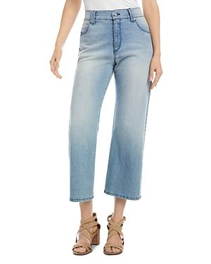 Karen Kane Cropped Wide Leg Jeans In Light Blue