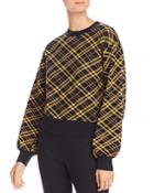 Aqua Balloon-sleeve Plaid Sweater - 100% Exclusive