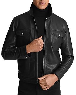 Reiss Cooper Leather Slim Fit Trucker Jacket