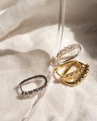 Luv Aj Tai Diamante Oval Huggie Hoop Earrings In Gold Tone