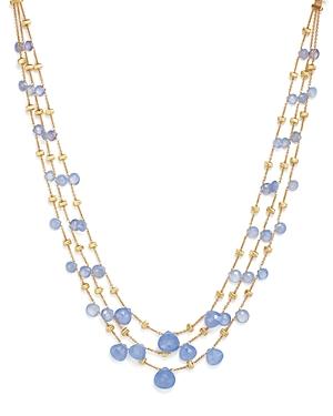 Marco Bicego 18k Yellow Gold Paradise Chalcedony Three Row Necklace, 16.5