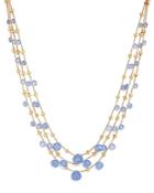 Marco Bicego 18k Yellow Gold Paradise Chalcedony Three Row Necklace, 16.5