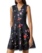 Ted Baker Mayo Hedgerow-print Lace-trimmed Skater Dress