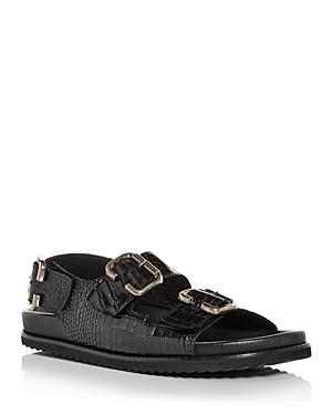 Freda Salvador Women's Piper Buckle Croc-embossed Slingback Sandals