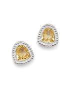 Judith Ripka Sterling Silver Margot Stud Earrings With Canary Crystal
