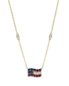 Bloomingdale's Blue Sapphire, Ruby & Diamond Flag Pendant Necklace In 14k Yellow Gold - 100% Exclusive
