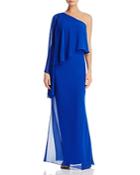 Laundry By Shelli Segal One-shoulder Chiffon Overlay Gown