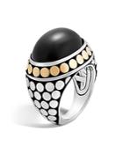 John Hardy 18k Yellow Gold And Sterling Silver Dot Dome Ring With Black Onyx