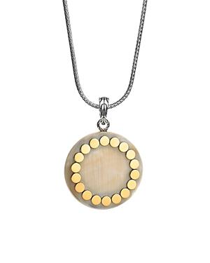 John Hardy Sterling Silver And 18k Gold Dot Large Round Locket Pendant Necklace With Buffalo Horn, 36