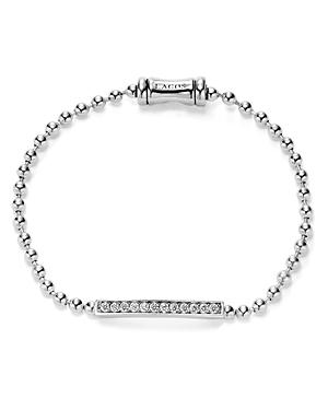 Lagos Sterling Silver Caviar Spark Diamond Bar Chain Bracelet