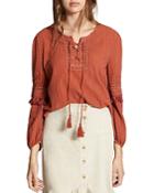 Sanctuary Red Rock Lace-up Peasant Top