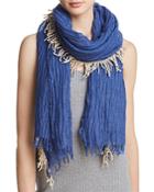 Gaynor Fringed Plisse Oblong Scarf - 100% Exclusive