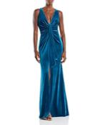 Aidan By Aidan Mattox Deep V Neck Gown