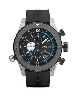 Brera Orologi Sottomarino Diver Black Ionic-plated Stainless Steel Watch With Black Rubber Strap, 48mm