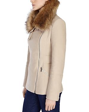 Karen Millen Faux Fur Collar Textured Jacket