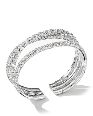 David Yurman Paveflex Three-row Bracelet With Diamonds In 18k White Gold