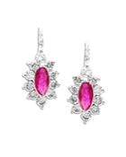Amrapali Jewels Ruby & Diamond Drop Earrings In 18k White Gold
