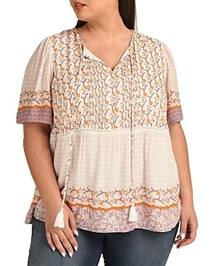 Daniel Rainn Plus Floral Print Peasant Top
