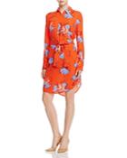 Foxcroft Eve Abstract Floral Belted Shirt Dress