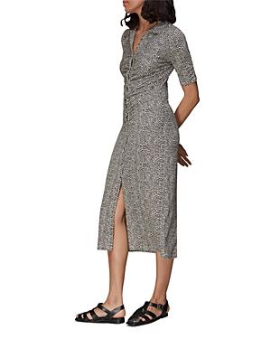 Whistles Leopard Print Ruched Shirt Dress