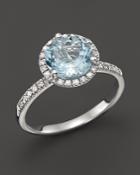 Aquamarine And Diamond Halo Ring In 14k White Gold - 100% Exclusive