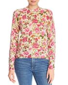 Minnie Rose Distressed Floral Sweater
