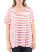 B Collection By Bobeau Curvy Emile Striped Scoop-neck Tee