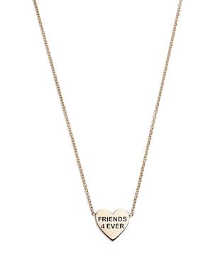 Zoe Chicco 14k Yellow Gold Feel The Love Friends 4 Ever Heart Pendant Necklace, 14-16