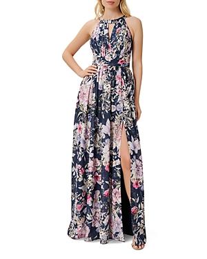 Aidan Mattox Pleated Side Slit Dress