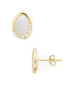 Argento Vivo 18k Gold-plated Sterling Silver Pave & Mother-of-pearl Oval Stud Earrings