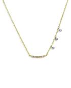 Meira T 14k Yellow & White Gold Mini Curved Diamond Bar Necklace, 18