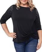 Belldini Plus Embellished Side Knot Top