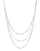 14k Yellow, White, And Rose Gold Three Strand Flat Link Chain Necklace, 28