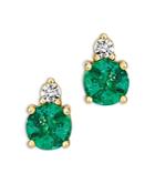 Bloomingdale's Emerald And Diamond Stud Earrings In 14k Yellow Gold - 100% Exclusive