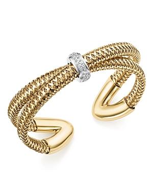 Roberto Coin 18k White And Yellow Gold Primavera Diamond Cuff Bracelet - 100% Exclusive