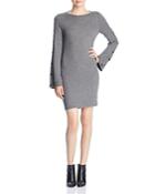 Three Dots Brushed Button-sleeve Sweater Dress