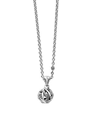 Lagos Sterling Silver Caviar Talisman Woven Knot Pendant Necklace, 32