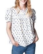 Zadig & Voltaire Tua Dobby Embellished Yoke Floral Top