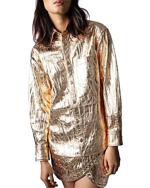 Zadig & Voltaire Tais Crinkled Leather Shirt