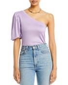 Aqua One Shoulder Puff Sleeve Tee - 100% Exclusive