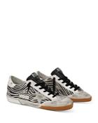 Golden Goose Deluxe Brand Women's Super-star Zebra Print Calf Hair Low Top Sneakers
