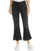 Frame Eyelet-hem Cropped Flared Jeans In Lacey
