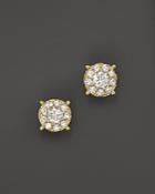 Diamond Cluster Stud Earrings In 14k Yellow Gold, 1.0 Ct. T.w.