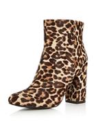 Charles David Studio Leopard Print Calf Hair Block Heel Booties