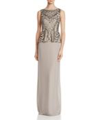 Adrianna Papell Embellished Peplum Bodice Gown
