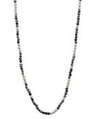 John Varvatos Collection Sterling Silver & Gray Obsidian Bead Necklace, 24